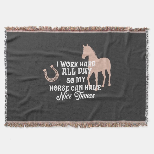 Manta Divertido ecuestre "Trabajo duro todo el día" (Anverso)