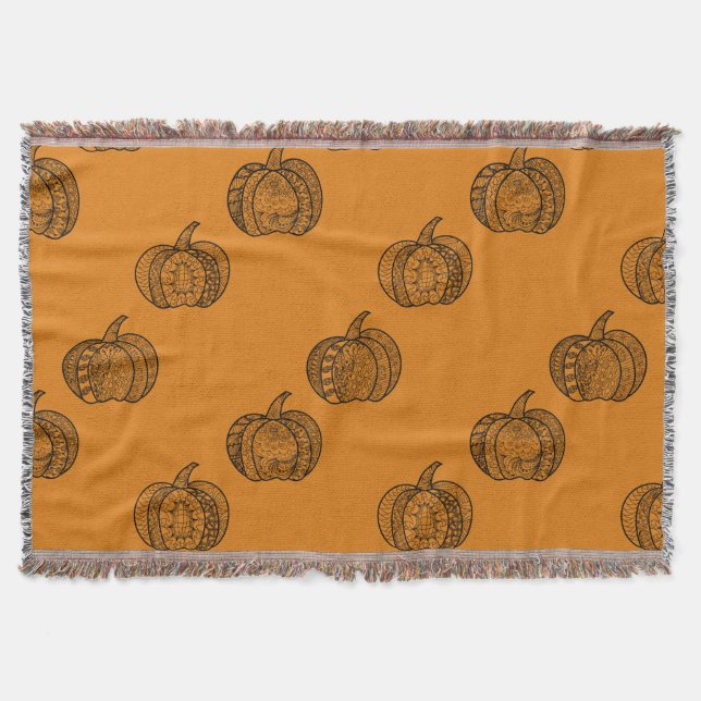 Manta Dodles de Halloween calabazas de boho mandala de o (Anverso)