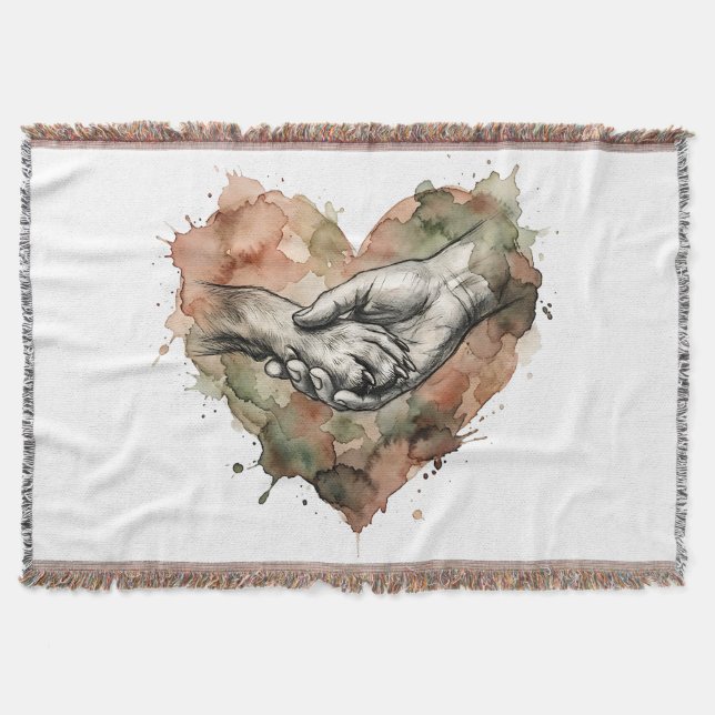 Manta Dog Lover Human Animal Bond Watercolor Heart (Anverso)