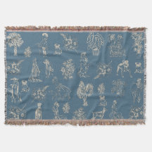 Dogs Lady Toile de Jouy Turquoise oscuro
