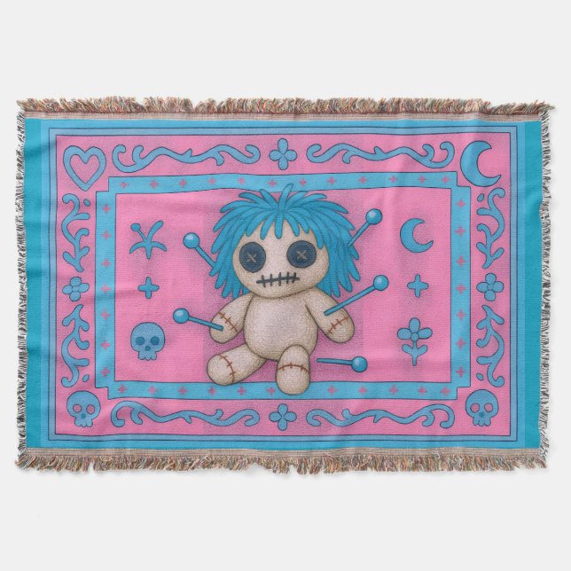 Manta Dolor rosa + azul turquesa de vudú (Anverso)