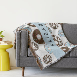 Manta Donuts azules, donuts marrones, rociadores, tu nom