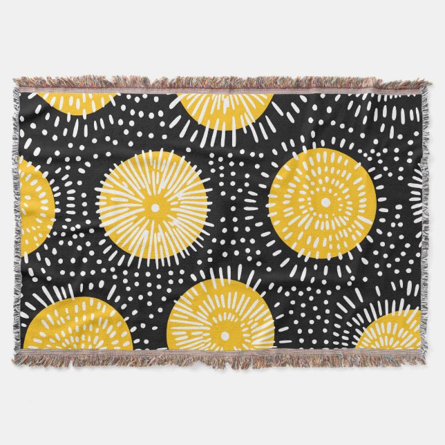 Manta Doodle explosión negro amarillo y blanco (Anverso)