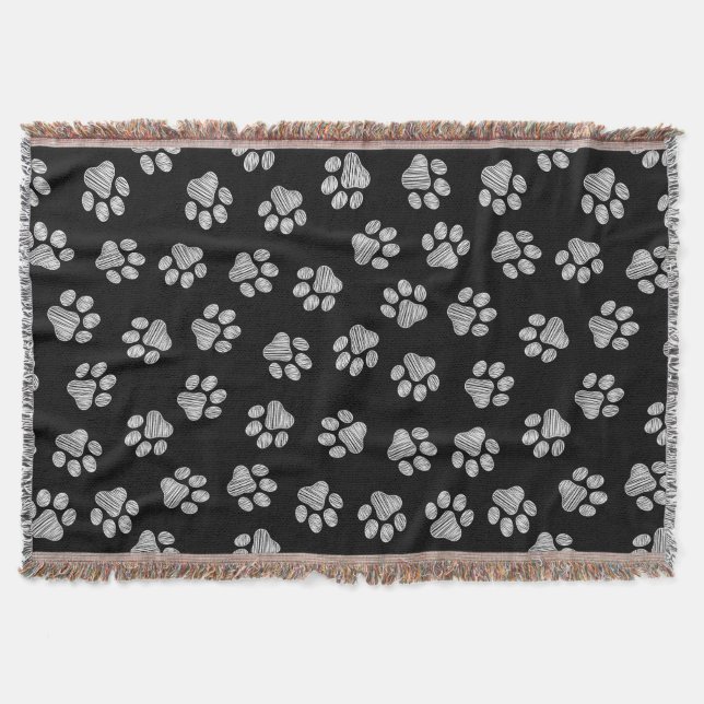 Manta Doodle Paws, patas de perro, patas blancas (Anverso)