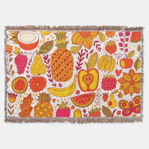 Manta Doodles de frutas: Patrón de cosecha de verano.