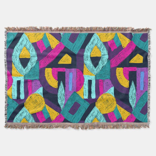 Manta Doodles retro: arte pop geométrico. (Anverso)