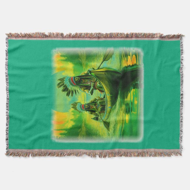 Manta Dos Indios Están Remando En El Lago (Anverso)