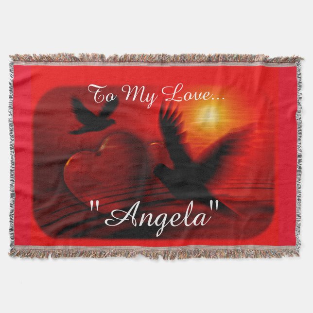 Manta Doves & Hearts Love design Throw Blanket (Anverso)