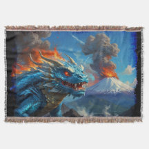 Dragón azul chino y volcán