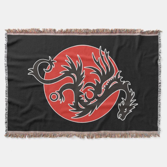 Manta Dragon Sun - blanco rojo negro + tus ideas (Anverso)