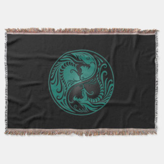 Manta Dragones azules y negros verde azulados de Yin