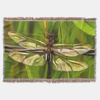 Manta Dragonfly Artificial En Marrón Y Amarillo En Verde