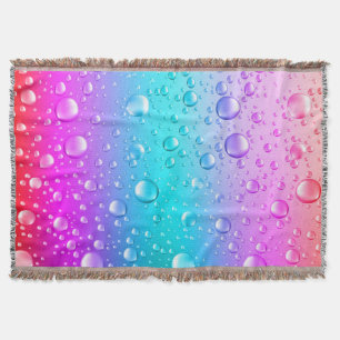 Manta Droplas de agua de gradiente rosa y azul acuático