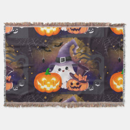 Manta Dulce Fantasma de Halloween con Sombrero de Bruja 