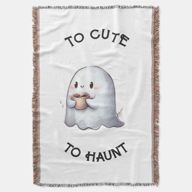 Manta Dulce Fantasma Kawaii que Sostiene Café Acuarela  (Frente vertical)