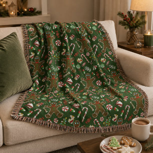 Manta Dulce Patrón Navideño Verde Juguetón de Pan de Jen