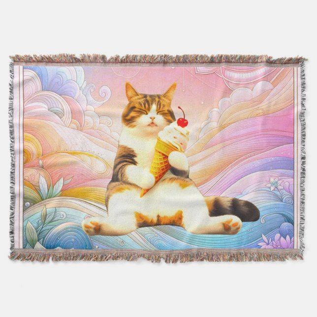 Manta Durmiendo Perfectamente – Gato Sosteniendo Cono de (Anverso)