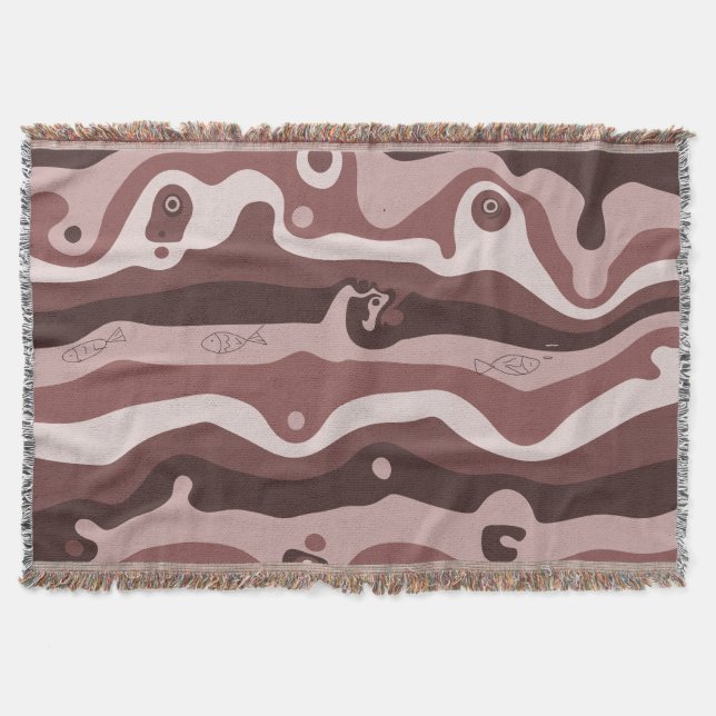 Manta Earth-Tone Tribal Abstract Throw Blanket (Anverso)