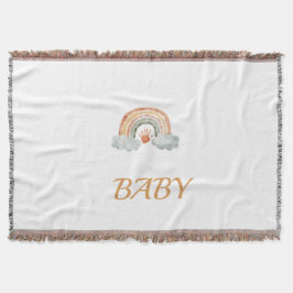 Manta Earthy Tone Watercolor Boho Rainbow "Baby" 
