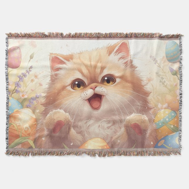Manta “Easter Joy Persian Kitty" Cute Persian Cat  (Anverso)