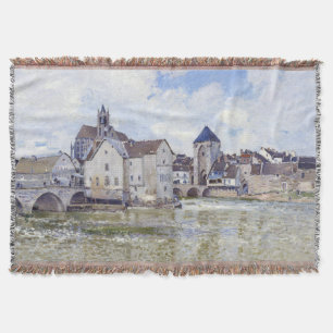 Manta Edificios de Alfred Sisley y puentes con agua