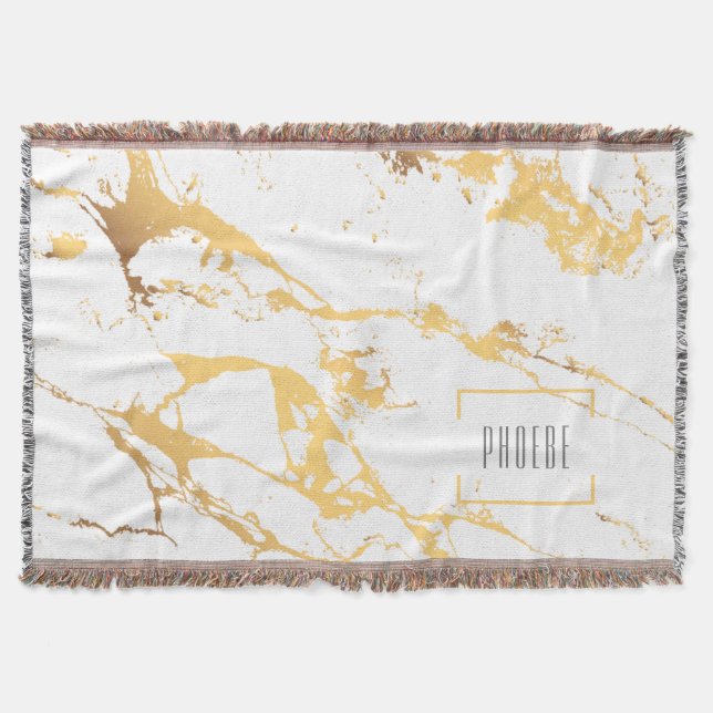 Manta Efecto Faux Gold Moderno Resumen Art Throw Blanket (Anverso)
