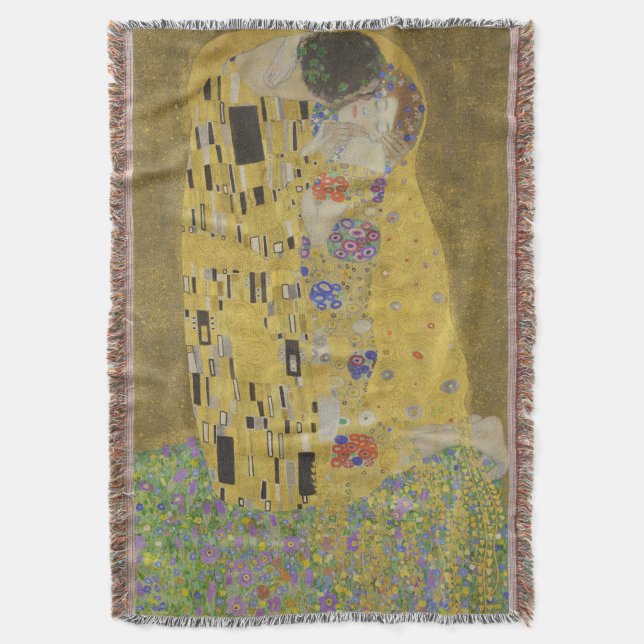 Manta El abrazo del beso de los amantes por Gustav Klimt (Frente vertical)