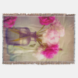 Manta El antiguo Bouquet Peony en las jaulas de vidrio