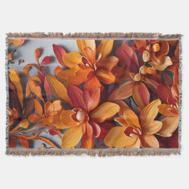 Manta El diseño de patrón floral naranja