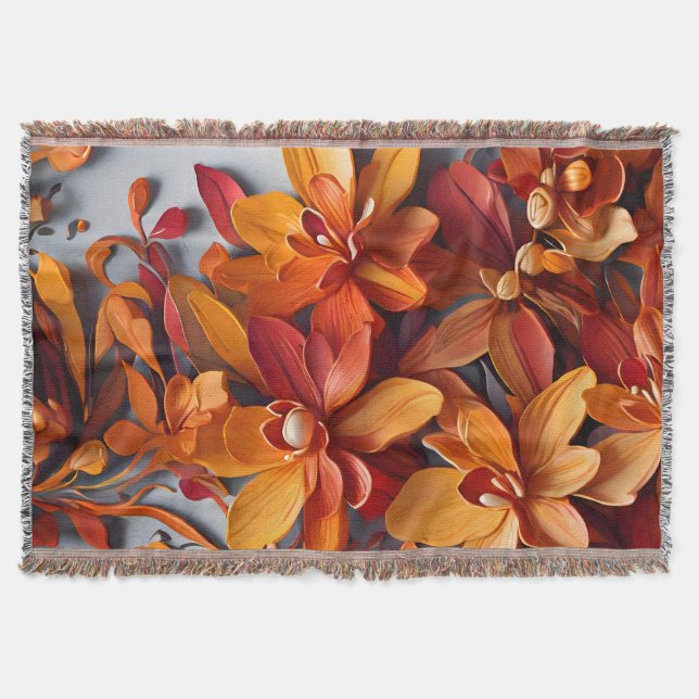 Manta El diseño de patrón floral naranja (Anverso)