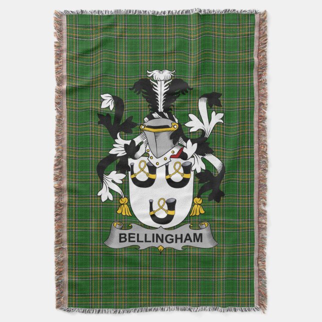 Manta El escudo de armas irlandés Bellingham Crest Irela (Frente vertical)