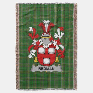 Manta El Escudo de Armas Redman irlandés Crest Irlanda