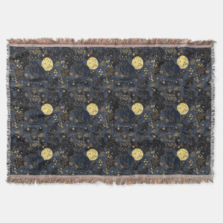 Manta El gato negro del patrón de los cielos estrellados