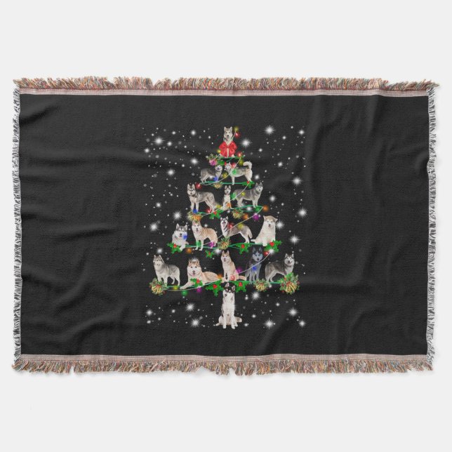 Manta El Husky Árbol De Navidad Cubierto De Lámparas (Anverso)
