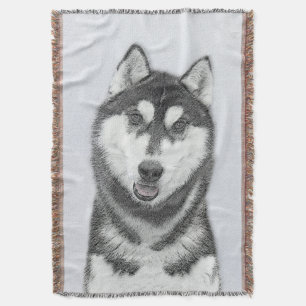 Manta El Husky Siberiano (blanco y negro) pinta arte de 