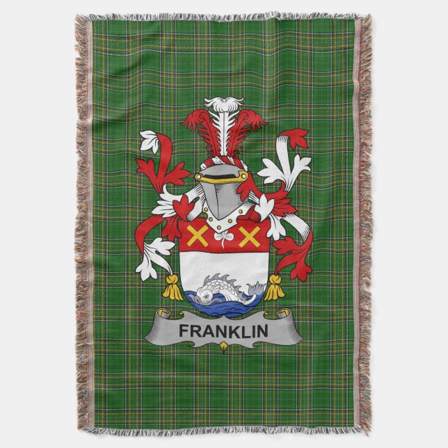 Manta El irlandés Franklin Escudo de Armas Crest Irlanda (Frente vertical)