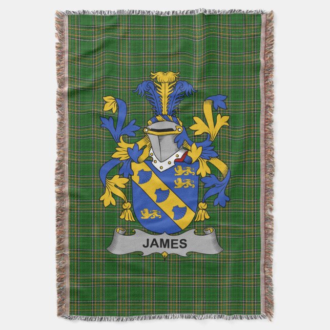 Manta El irlandés James Coat of Arms Family Crest Irland (Frente vertical)