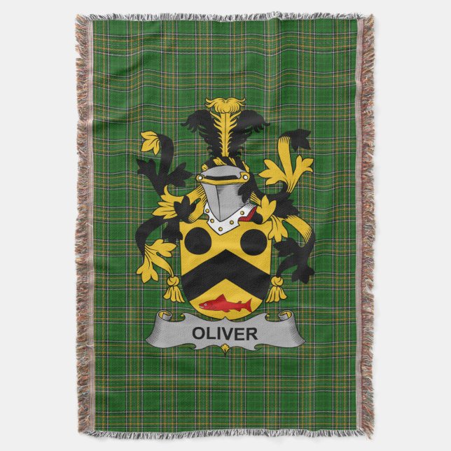 Manta El irlandés Oliver Coat of Arms Family Crest Irlan (Frente vertical)