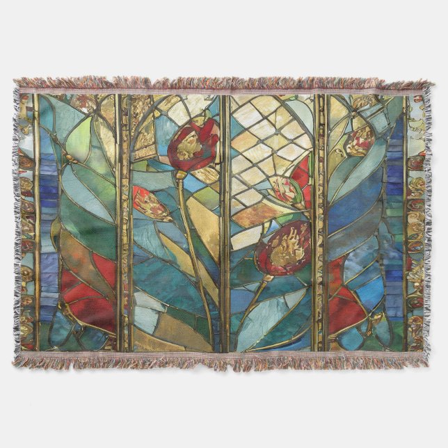 Manta El Jefe Rojo de Vidrio Manchado atiende al amanece (Anverso)