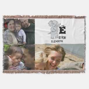 Manta El monograma E de personalizado es para elefante d