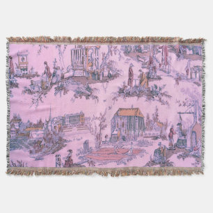 Manta El Toile rosa francés de Jouy Chinoiserie estilo r