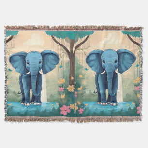 Manta Elefante Bebé Whimsical Azul,