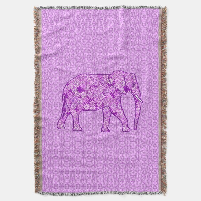 Manta elefante de flores - ametismo morado (Frente vertical)