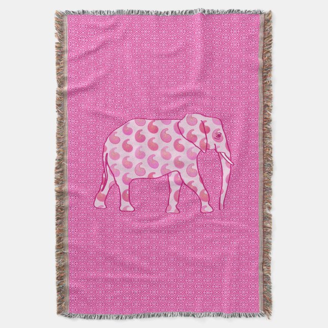 Manta elefante de paisley - rosa hielo y fucsia (Frente vertical)