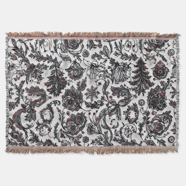 Manta Elegant Christmas floral ornament pattern design (Anverso)