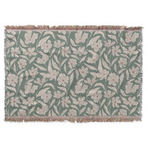 Elegant Floral Boho Pink & Dark Green Botanical