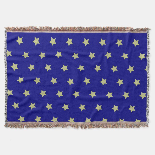Manta Elegant Gold & Blue Star Pattern  (Anverso)