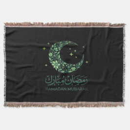 Manta Elegant Green Floral Crescent Ramadan Mubarak Arab