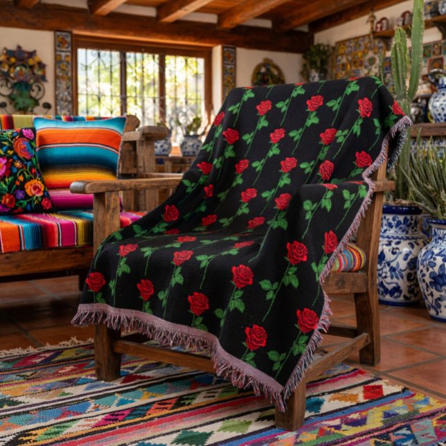 Manta Elegant Hand-Drawn Rose Throw Blanket (Subido por el creador)