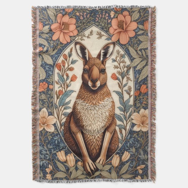 Manta Elegant Kangaroo William Morris Inspired  (Frente vertical)